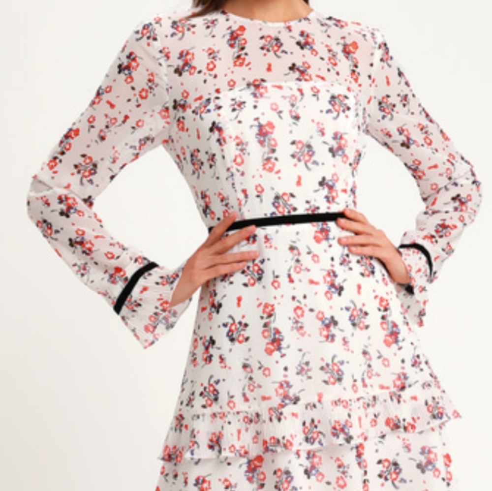 Lulu's White Floral Print Dress